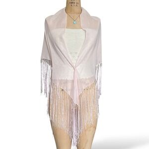 Balletcore Fairy Wrap Sarong Shawl Fringe Beaded Festival Coquette Women OS Y2K